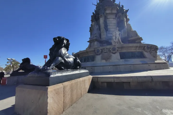 Columbus Monument - Lion Sculptures at the Base of the Monument