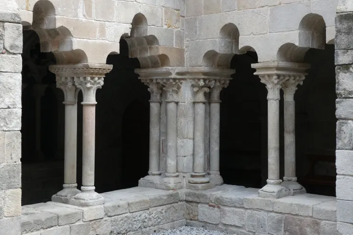 The Cloister Corner of Sant Pau del Camp, its polylobed arches and gravel courtyard