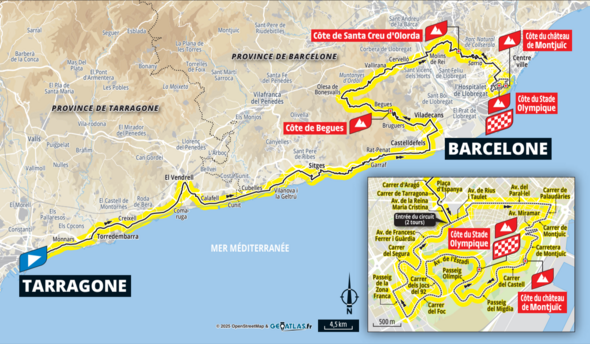 Parcours de la 2eme étape du tour de France 2026 - Tarragone Barcelone Parcours de la 2eme étape du tour de France 2026 - Tarragone Barcelone
