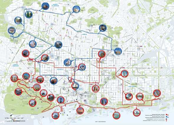 Barcelona Tourist Bus Map 2023
